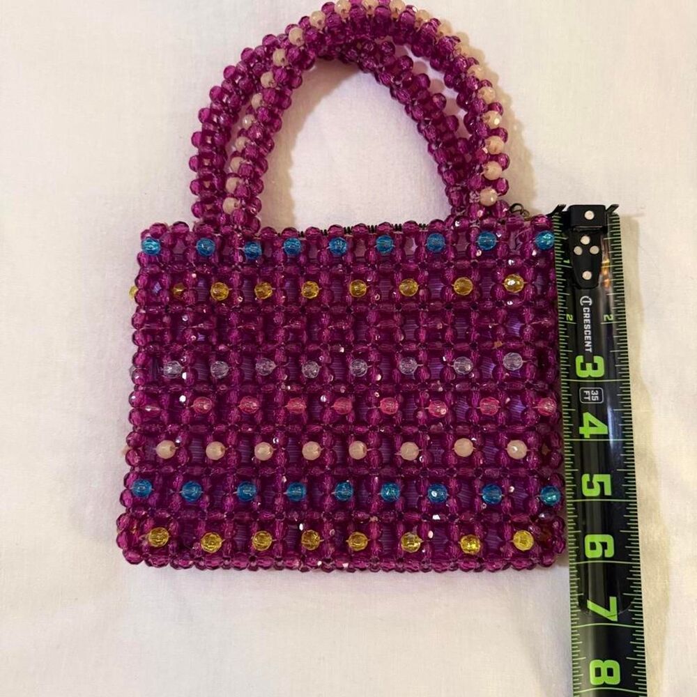 Vintage 1960s Purple Beaded Mini Bag, Made in Italy - Picture 7 of 8